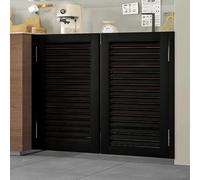 Black/White Double Swinging Cafe Door - Self-Closing Louvered Restaurant Door with Hardware Kits DIY Paintable Indoor Kitchen & Bathroom Door (39x36in/99x90cm)