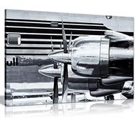 Black & White Douglas Dc-6 Vintage Airplane Canvas Wall Art Picture Print (12x8)