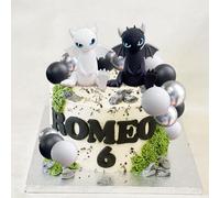 Black White Dragon Cake Topper Dragon Eggs Cake Decor Black Balls Cake Decor for Fantasy Baby Shower Birthday Wedding Party Supplies