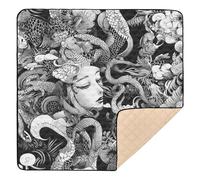 Black White Dragon Lady Art Soft Padded Baby Gym & Activity Mat for Indoor Outdoor Comfortable Infant Play Mat for Baby Kids Toddlers Infants, 50'' x 50''