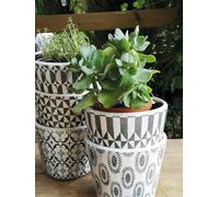 Black White Dutch Pot Harlequin - Geometric Planter - Crackle Glaze - Orchid Pot - Ceramic Planter - Succulent Planter - Indoor House 12cm Plant Pot