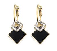 Black White Earrings for Women Teen Gifts Gold Plated Dangle Drop Fashion Geometric Statement Jewelry, Zinc, Cubic Zirconia