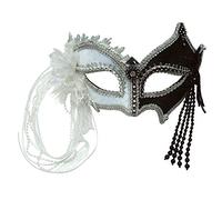 Black & White Eye Mask With Tassels, 1 Pc. - Chic Design, Perfect Accessory for Masquerades, Parties, Carnival, Halloween, & More Halloween, World Book Day