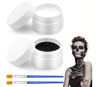 Black & White Face Paint Set, Halloween Clown Skeleton Ghost Joker Makeup Face Body Paint, Professional High Pigment Oil-Based Makeup Kit Cosplay Costume Special Effectsfor Adults Kids, 2.47 oz