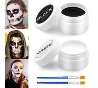 Black White Face Painting Kit: Halloween Body Makeup Special Effects Set for Adult - Professional SFX Makeup Clown Zombie Vampire Skeleton Cosplay (Face Painting)
