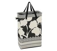 Black White Floral Abstract Patterns Laundry Hamper with Handles Laundry Room Baskets Waterproof Boys and Girls Dirty Clothes Basket for Bathroom cestas para ropa sucia