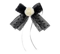 Black White Florals Brooch With Secure Clasp For Gift Giving Birthday Anniversary Celebration Lace Bowknot Camellias Brooch