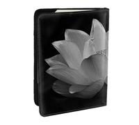 Black White Flower Printed Passport Holder Cover, PU Leather Passport Cover Case Travel Passport Wallet for Women Men