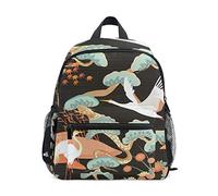 Black White Flying Swan Toddler Backpack Bookbag Mini Shoulder Bag for 1-6 Years Travel Boys Girls Kids with Chest Strap Clip Whistle