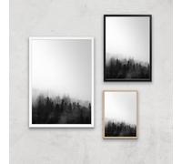 Black & White Forest Giclee Art Print - A4 - Wooden Frame