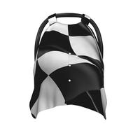 Black White Formula Checkered Flags Baby Car Seat Canopy Cover, Multi Use Breathable Nursing Breastfeeding Covers for Mom Soft Stroller Sun Shade Newborn Shower Gift