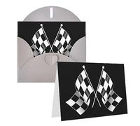 Black White Formula Checkered Flags Greeting Cards with Envelopes Blank Birthday Card Mother's Day Card Christmas Halloween Wedding Blank Note Cards All Occasion Greeting Cards Thank You Cards