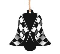 Black White Formula Checkered Flags Pattern Christmas Wooden Pendant, Stylish And Cute In Design, A Foil For The Festive Atmosphere