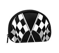 Black White Formula Checkered Flags Pattern Coin Purse Zipper Pouch