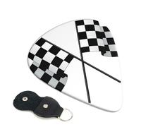Black White Formula Checkered Flags Pattern Guitar Picks 6-Pack - Pick Set (0.46mm / 0.71mm / 0.96mm) Suitable For Guitar And Ukulele Playing