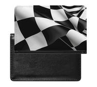Black White Formula Checkered Flags Pattern Passport Holder Wallet Card Case Fashion Travel Passport Cover Documents Organizer ID Protector Holder Unisex-adult