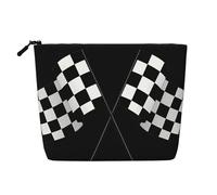 Black White Formula Checkered Flags Pattern Patterned Single Layer Cosmetic Bag, Travel Toiletry Bag, Suitable for Business Trips and Daily use.