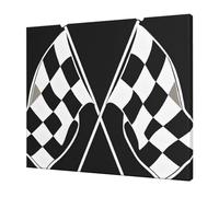 Black White Formula Checkered Flags Pattern -Print Frameless Wall Art 20X24 Inche, Modern Canvas Print with Wooden Support, Ready to Hang Decor for Living Room & Bedroom.