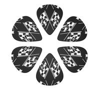 Black White Formula Checkered Flags Pattern Print Guitar Picks With Grip Stamped, Non Slip Picks Of 6 For Acoustic Electric Guitar Picks Guitar Accessories Ukulele For Acoustic Guitar Bas