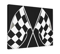 Black White Formula Checkered Flags Pattern -Print Modern Frameless Wall Art 16x20 Inches, Abstract Prints for Living Room Bedroom, Home Decor Gift, Ready to Hang Canvas.