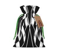 Black White Formula Checkered Flags Pattern -Print Reusable Burlap Pouches - Rustic Wedding Favor Bags For Celebrations, Personalized Drawstring Bags Kraft Tag.