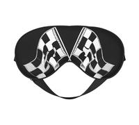 Black White Formula Checkered Flags Pattern Print Satin Sleep Mask & Eye Mask | Deep Dream Sleep Masks for Women & Men | Soft Sleeping Eye Mask to Nourish Skin