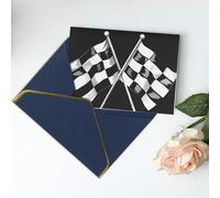 Black White Formula Checkered Flags Pattern Printed Blank Greeting Card-Christmas Card,Thank You Cards,Party Invitation Card Festival Greeting Cards & All Occasion Blue