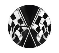 Black White Formula Checkered Flags Pattern Printed Decorative Clock 10 Inch , Silent Non-Ticking Plastic Round Wall Clock, Modern Wind Wall Clock For Living Room,Hotel, Office, Bedroom, Living Room