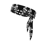 Black White Formula Checkered Flags Pattern Printing 1 Pieces Headband Hair Band Unisex Dry Head Tie Sport Band For Basketball Running Tennis