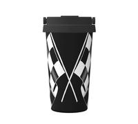 Black White Formula Checkered Flags Pattern Printing Casual Travel Coffee Mug for Hot Cold Coffee Stainless Steel Tumbler for Home Office Travel