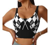 Black White Formula Checkered Flags Pattern Printing Women's Summer Lightweight Running Vest Outerwear Sleeveless Top for Sport Golf Hiking Travel