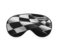 Black White Formula Checkered Flags Pattern Sleep Mask,Adjustable Strap Sleeping Mask, Complete Light Blocking Sleep Shade Cover,Soft Breathable Comfortable Blindfold for Women and Men