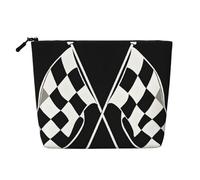 Black White Formula Checkered Flags Pattern - Themed Makeup Bag - Waterproof Hemp Cosmetic Pouch for Travel, Daily Use & Gifts (9.5x6.7x2in)