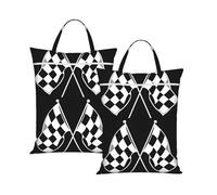 Black White Formula Checkered Flags Pattern Travel Laundry Bag with All-Over Print,Water-Resistant Twill Fabric,Smooth Zipper, Top Carry Handle,Hanging Loop,Large 58x46cm