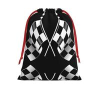 Black White Formula Checkered Flags Pattern Ultra Soft Velvet Gift Bag, Comfortable To The Touch, Reusable