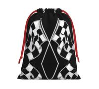 Black White Formula Checkered Flags Pattern Ultra Soft Velvet Gift Bag, Stylish Design, Preferred For Holidays