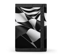 Black White Formula Checkered Flags Pattern Wallet,Credit Card Holder,Three-fold Wallet for Passport Covers, Purse Passport Bag for Men Women