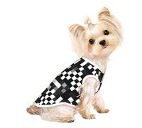 Black White Formula Checkered Pattern Print Dog Lightweight Shirt,Summer Cool Breathable Dog t Shirts,Pet Sleeveless Stretchy Clothes