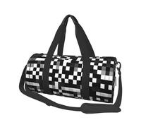 Black White Formula Checkered Pattern Travel Duffel Bag Sports Gym Bag, Lightweight Overnight Weekender Bag With Shoes Compartment Yoga Gym Sports Bag For Men Women