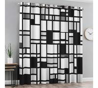 Black White Geometric Curtains for Bedroom Home Decor, Abstract Modern Geometry Blackout Curtains Living Room, Thermal Eyelet Window Drapes, 2 Panels 54 Drop, 66x54 (W x L) Q-D1