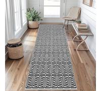 Black White Geometric Hallway Runner Rug 80x150 cm Long Washable, Optical Illusion Carpet Runner Rugs Non Slip, Kitchen Entryway Hall Bedroom Decor, Soft Low Pile aEP118