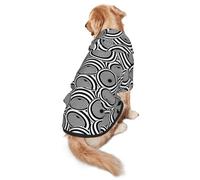 Black White Geometric Striped Donuts Dog Hoodies with Pocket Warm Pullover Pets Shirts Dog Sweater Clothes for Medium Large Dogs