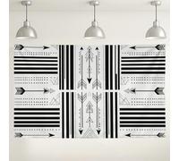 Black White Geometric Wall Backdrop, Modern Striped Arrowhead Pattern Decorations, Stylish Indoor/Outdoor Photo Background for Events, Contemporary Party Supplies 71x43 Inch