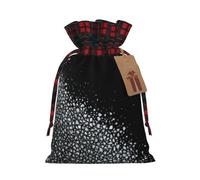 Black White Glitter Christmas Drawstring Gift Bags With Tags,Xmas Candy Bag | 2 Sizes 6.9""X11.8"" /4.7""X8.3""Plaid Cotton Bags Sacks Xmas Red Wrapping Storage Bags For Gift Candy Goodie Party Suppliy
