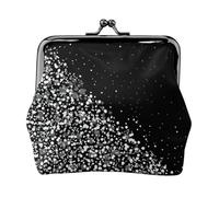 Black White Glitter Coin Purse, Small Travel Kit Storage Pouch for Weekend Getaways and Business Trips