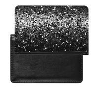 Black White Glitter Passport Holder Wallet Card Case Fashion Travel Passport Cover Documents Organizer ID Protector Holder Unisex-adult