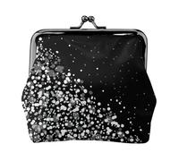 Black White Glitter Print Charm and Versatile Coin Purse Exquisite Waterproof Kiss Lock Wallet for Keys Cards