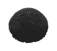 Black white glitter -Print Extra Large Waterproof Shower Cap-Double Layer Protection For Long/Curly Hair - Reusable & Travel Friendly.