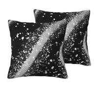 Black White Glitter Print Pack Of 2 Fall Couch Throw Pillow Covers, Decorative Cushion Pillow Covers,For Living Room