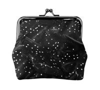 Black White Glitter Print Print Women's Microfiber Leather Kiss Lock Coin Purse, Mini Wallet for Cards and Lipstick